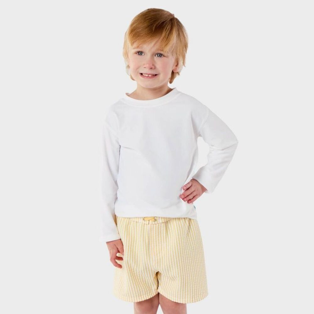 RuggedButts Baby Boys' Seersucker Swim Trunks - Yellow 18M